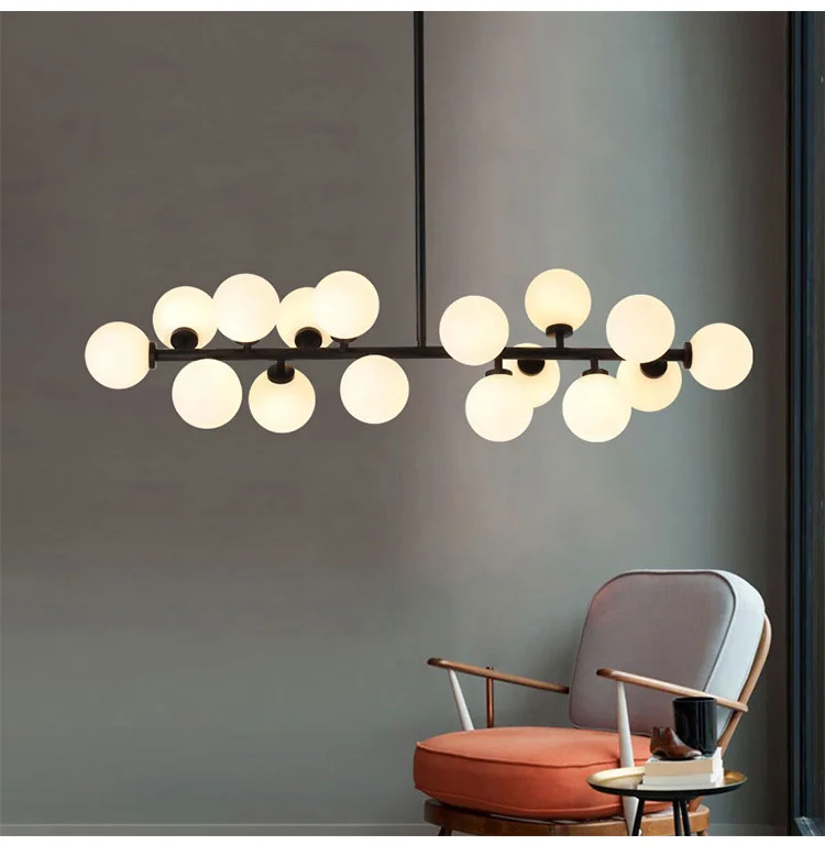 JYLIGHTING Nordic modern hotel lighting brass copper chandelier lamp white glass ball led pendant light for  bed room kitchen