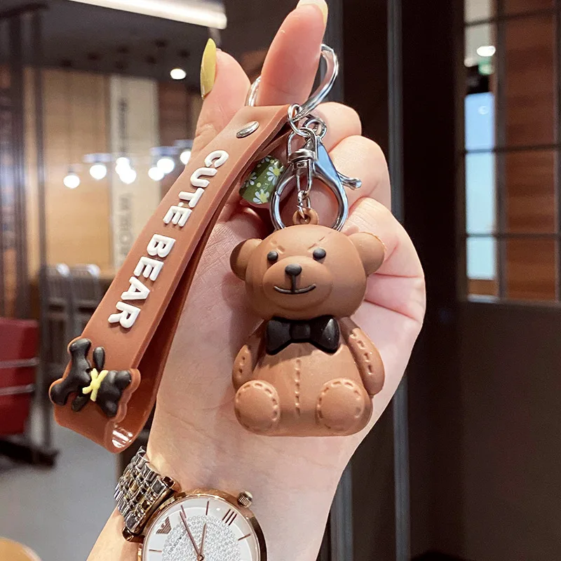 Multi Shapes Cartoon Astronaut Bear Duck key chain Cute 3D Rubber Key Chains Bag Pendant