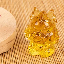 New crystal dragon ornaments 12 zodiac dragon Gift giving auspicious fortune Luck dragon Yellow crystal small ornaments