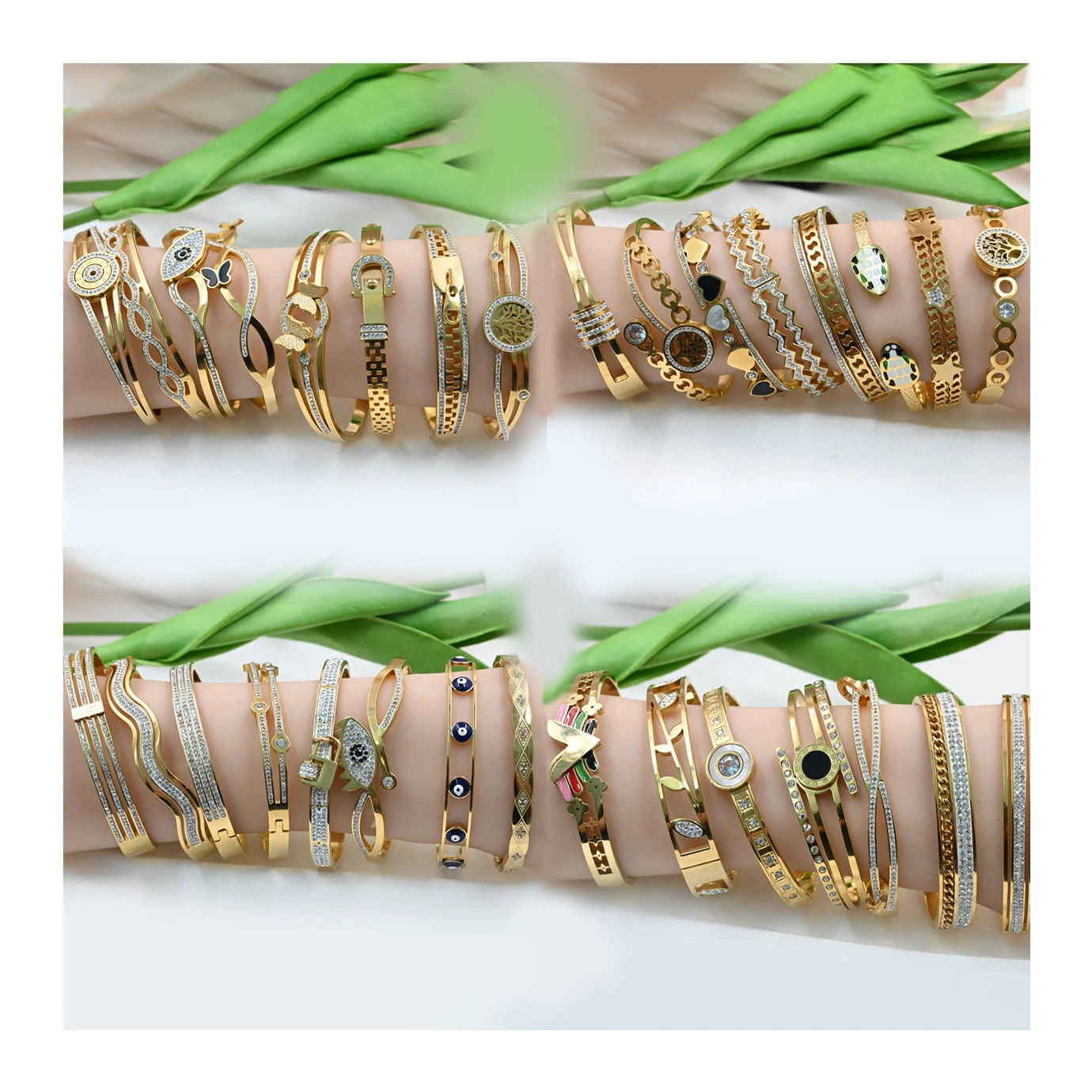 Wholesale Fashion Gold Plate Joyas Stainless Steel Inoxydable Fabrication Bijoux Jewelry Femme Couple Bangle Bracelet Pulseras