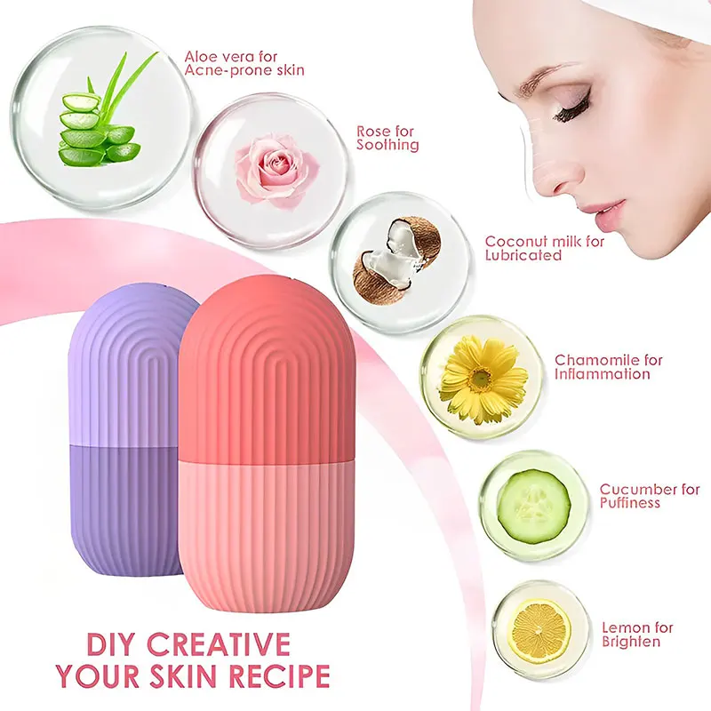 Beauty silicone ice roller face massage ice cube roller cryo ice globes face skincare tool