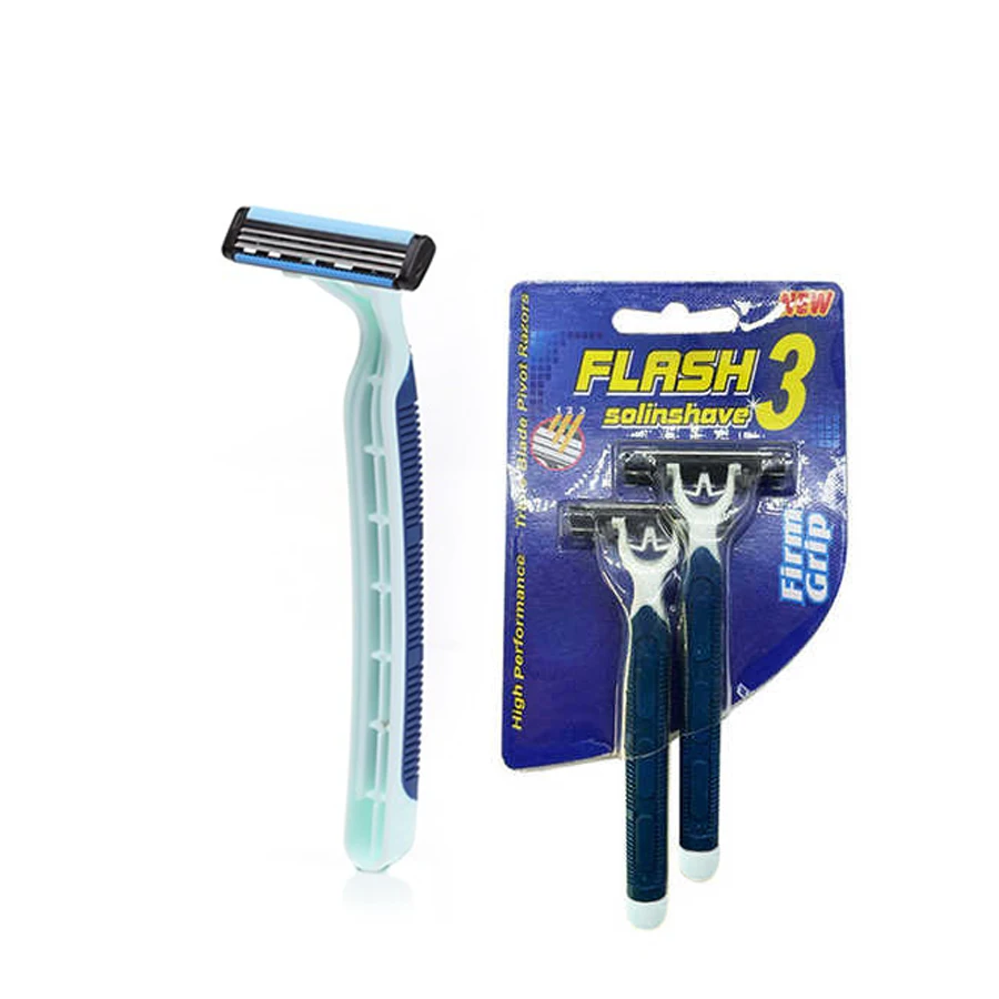Disposable razor shaving two piece blister  triple blade shaving razor