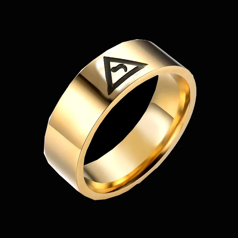 Gold Plated Masonic Rings for Men Scottish Rite 33rd Degree Grooved Band Freemasons Jewelry For Party