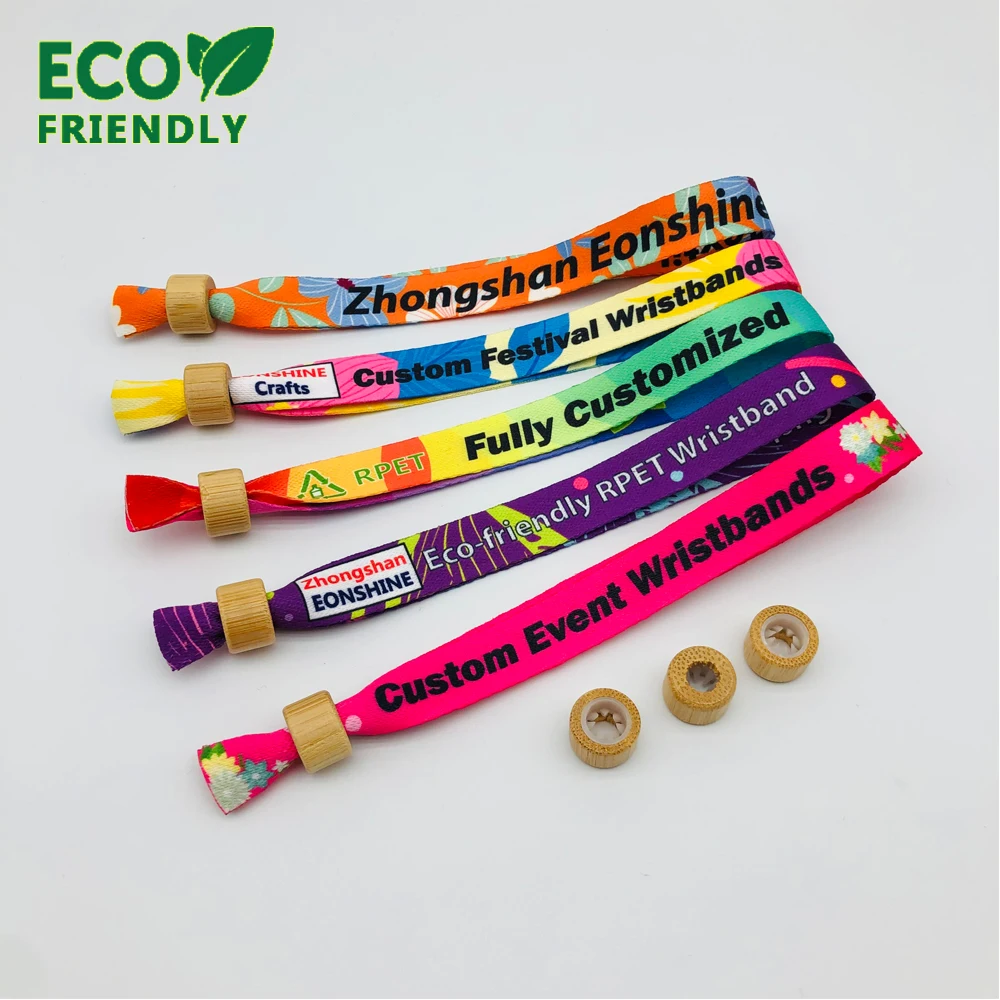 Custom Logo Printed Woven Bracelet Music Festival Wrist Band Cloth Fabric Event Wristbands