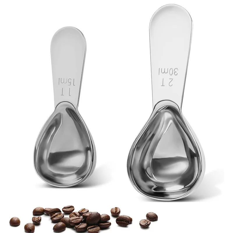 Wholesale 15ml And 30ml Long Handle Measuring Spoon Metal 304 Stainless Steel Gold Coffee Scoop