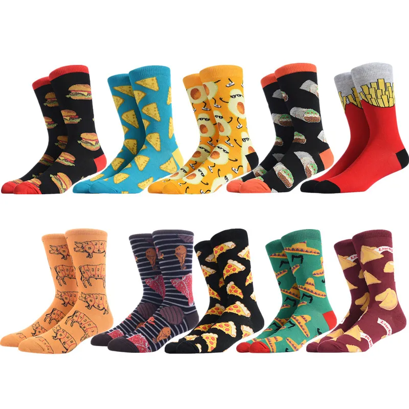 Мужские носки Socksmate из 100% хлопка модные с индивидуальной этикеткой забавные красочные едой счастливый запас бамбуковые oem оптовая продажа