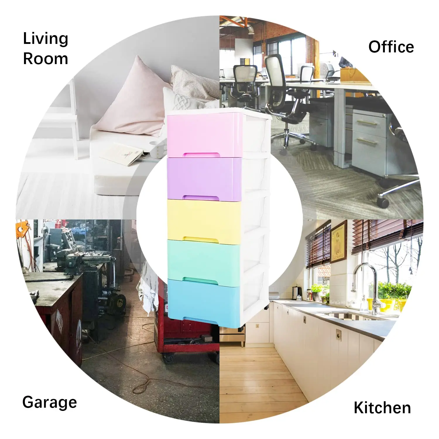 Merryart Organizer Cabinet Rolling Storage Cart 5-drawer Plastic with Frame Storage Drawers Injection Multifunction CLASSIC