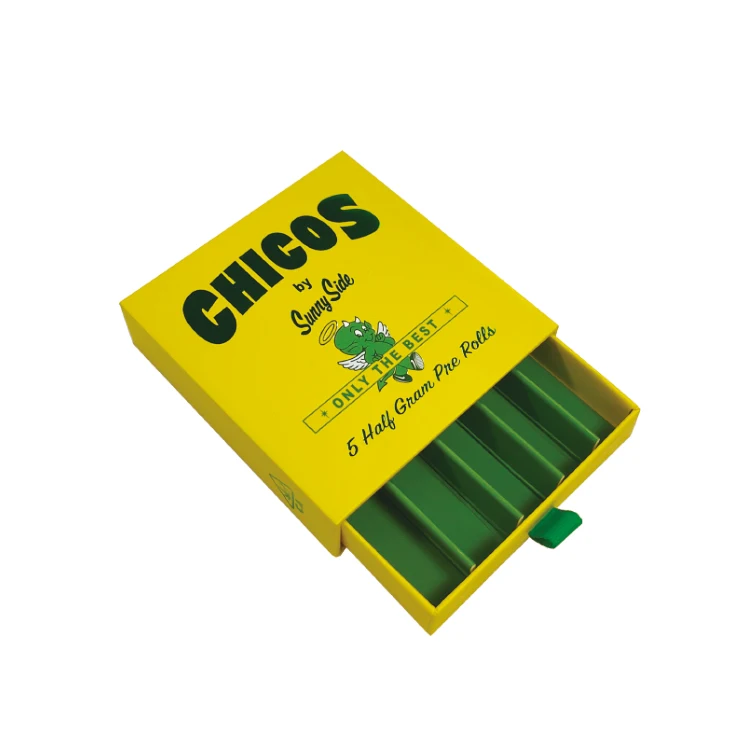 Custom Logo 5 Packs Smell Proof Drawer Slider Roll Paper Concentrate Packaging Box