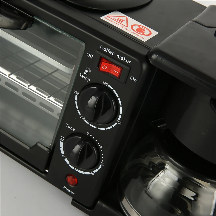 RTS Breakfast Maker Sandwich Machine Egg Frying Pan Meat Roaster Make Coffee 3 In 1 Multifunction Breakfast Machine