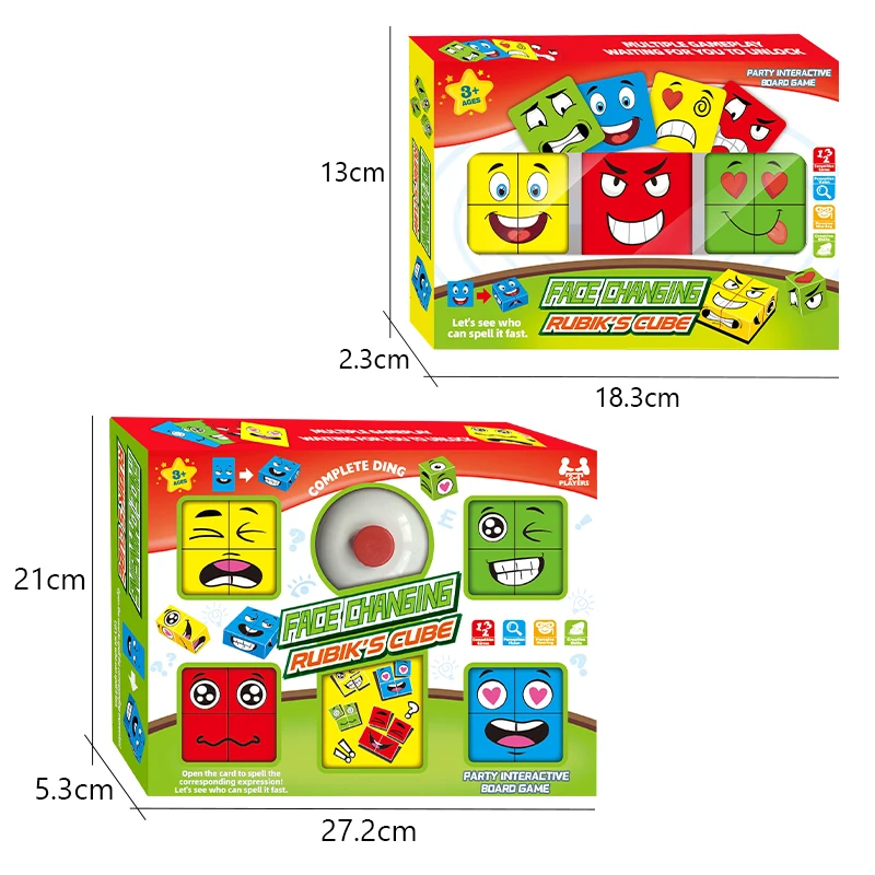 Reactivity Training Face Expression Change Cube Card Matching Speed Competition Party Family Interactive Board Game Toy for Kids