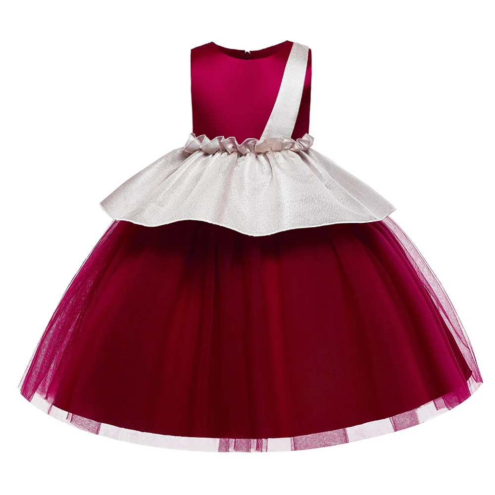 Girls Clothing European and American dress Girl princess skirt Child first year dress children patchwork gauze skirt