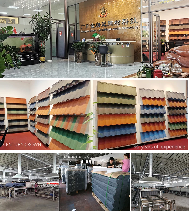 Roof tile 0.4mm Shingle tile Aluminium zinc steel stone coated roofing tile roofing material Century crown