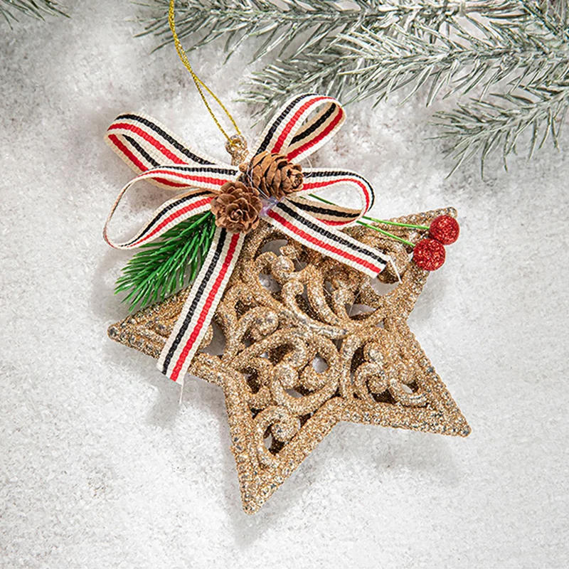 Wholesale Christmas DIY Golden Plastic Pendants Decorations For Home Angel Snowflake Ball Elk Tree Ornaments