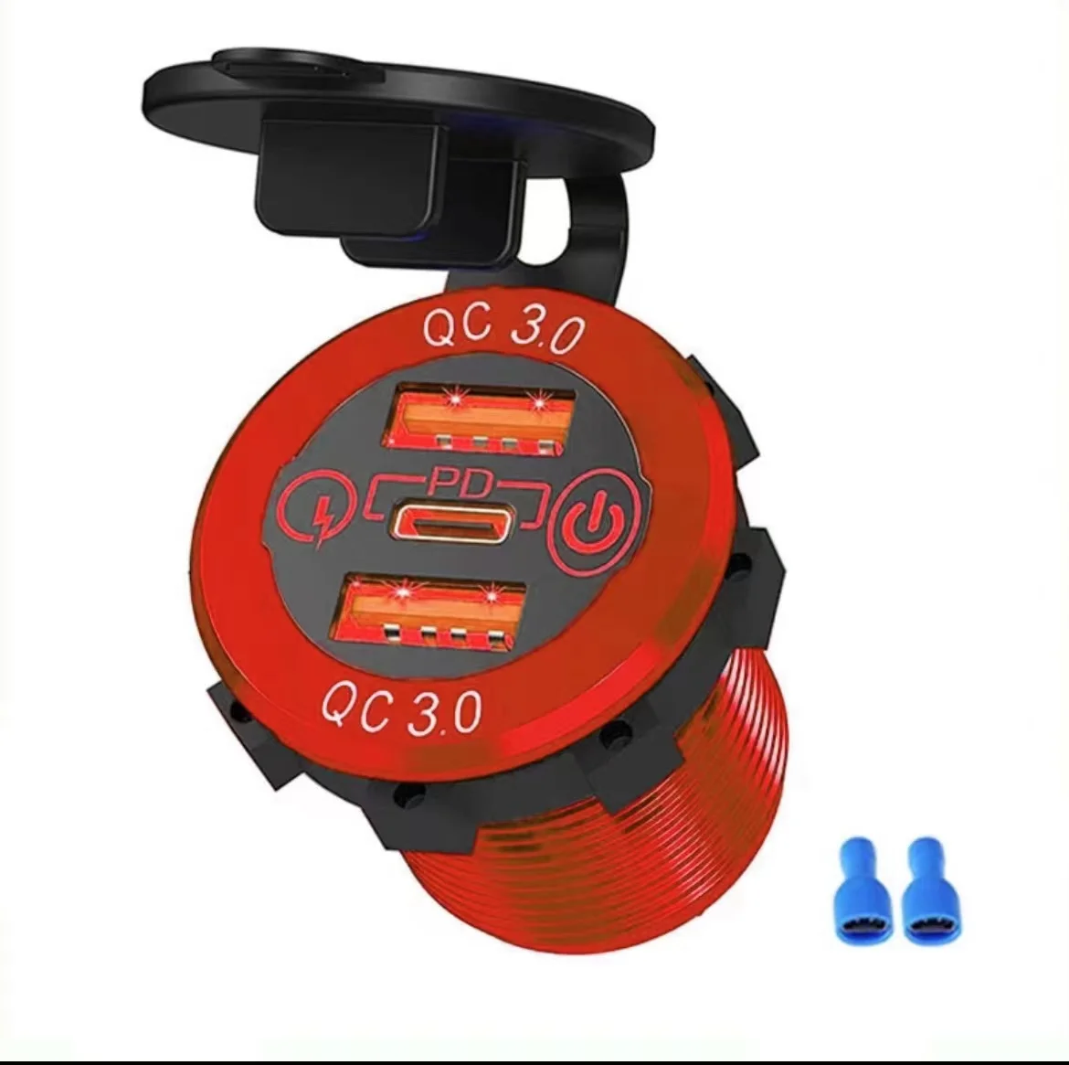 Новый 12 В/24 В тройной разъем USB гнездовой металлический 60 Вт USB-C многофункциональный разъем автомобильного зарядного устройства Type-C/PD3.0 и два порта QC3.0 с сенсорным переключателем