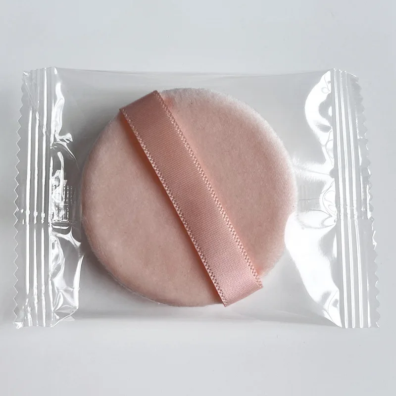HMU Soft Washable Round Velour Face Powder Puff Cotton Sponge Makeup Loose Powder Puff With Logo