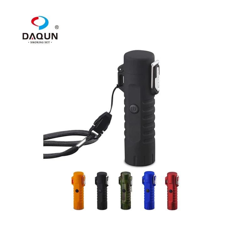 Waterproof Rechargeable USB Plasma Electric Lighter With Flashlight For Outdoor Camping Hiking