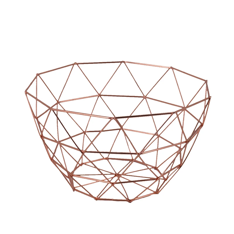 2020 Modern Nordic Wind Rose Gold Fruit  Wire Basket Vegetable storage Basket For Home Storage