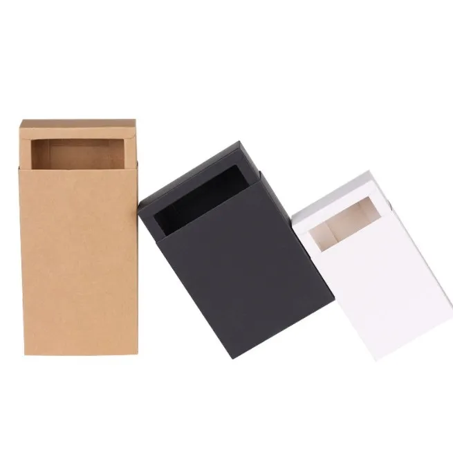 Creative general rectangular drawer socks kraft paper gift packaging box Mini PVC Lid Kraft Paper flower Packaging Box