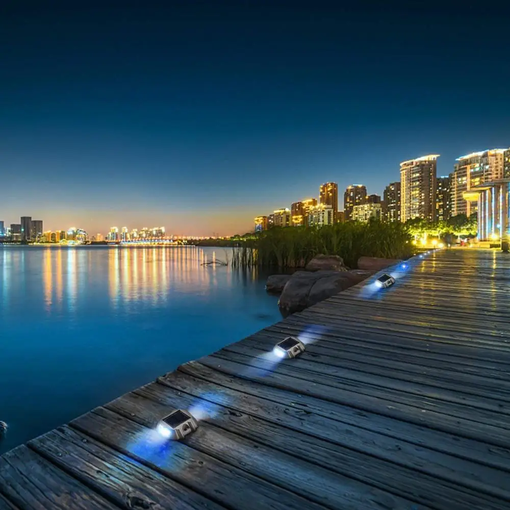 
Blue color Solar 6 LED Powered Road Step Light Dock Light for Outdoor Driveway Deck Garden Ground Path Yard 