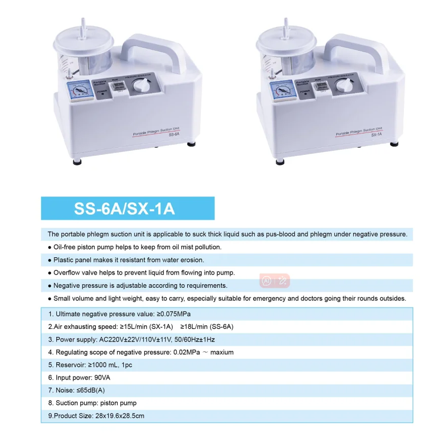 Portable phlegm suction unit sputum aspirator