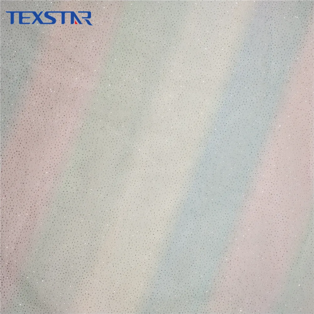 Fancy Rainbow Glitter Sequin Fabric 100% Polyester Shiny Mesh Fabric for Dress and Wedding Plain Printed Knitted Customizable