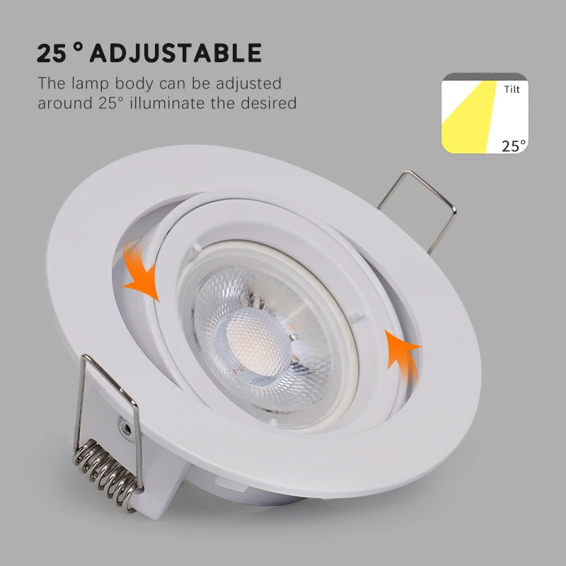 TOSEO Custom Aluminium IP20 Ceiling Fixture Light Adjustable 7w GU10 Recessed Led Lighting Downlight