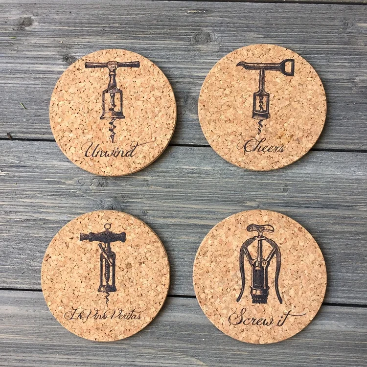 Personalized Custom Cork Coaster Sublimation Wood Cork Coaster Round Housewarming Gifts for New Home Present