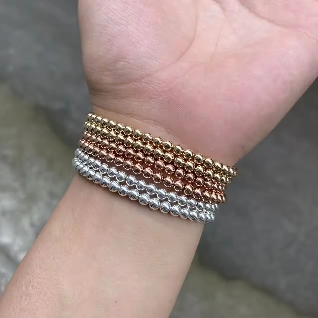 Ювелирные изделия из чистого золота 14 карат браслет бисера стерлингового серебра 925 браслеты для изготовления украшений розового