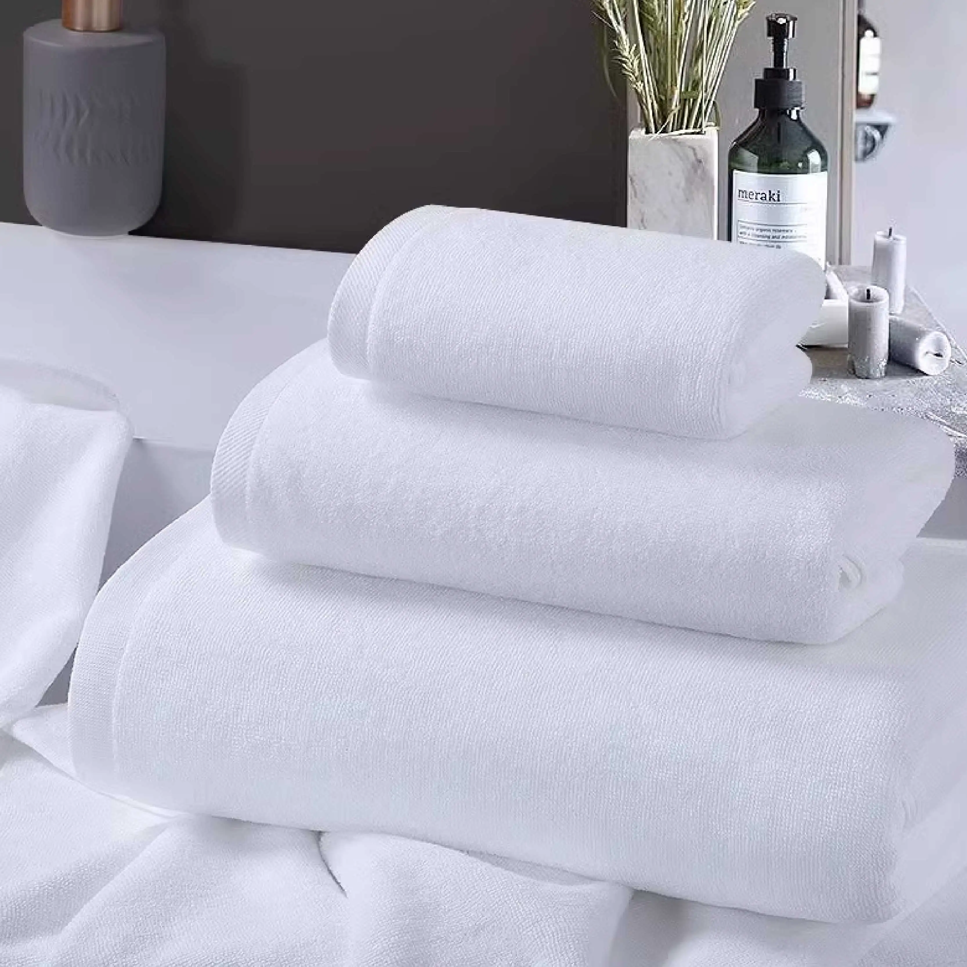 Wholesale multi-purpose customization Hotel washable absorbent high quality 500g white cotton towels
