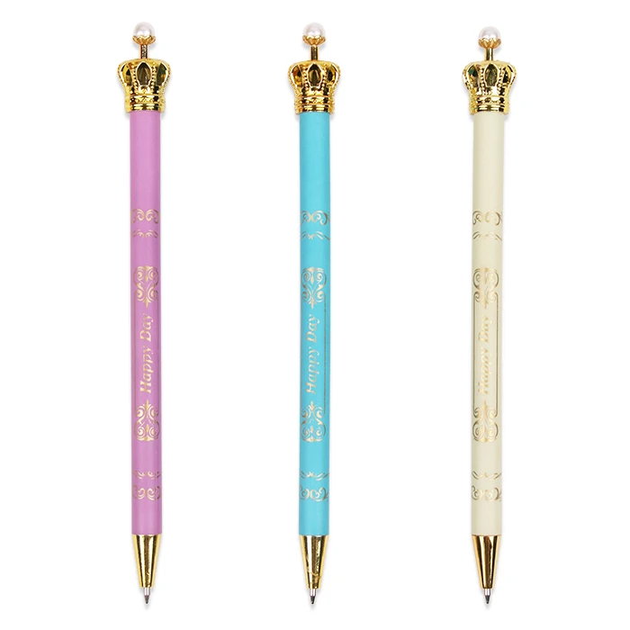 Licheng BP4061A Pen with Crown, Retractable Ballpoint Plastic Promotional Pen with Custom Logo