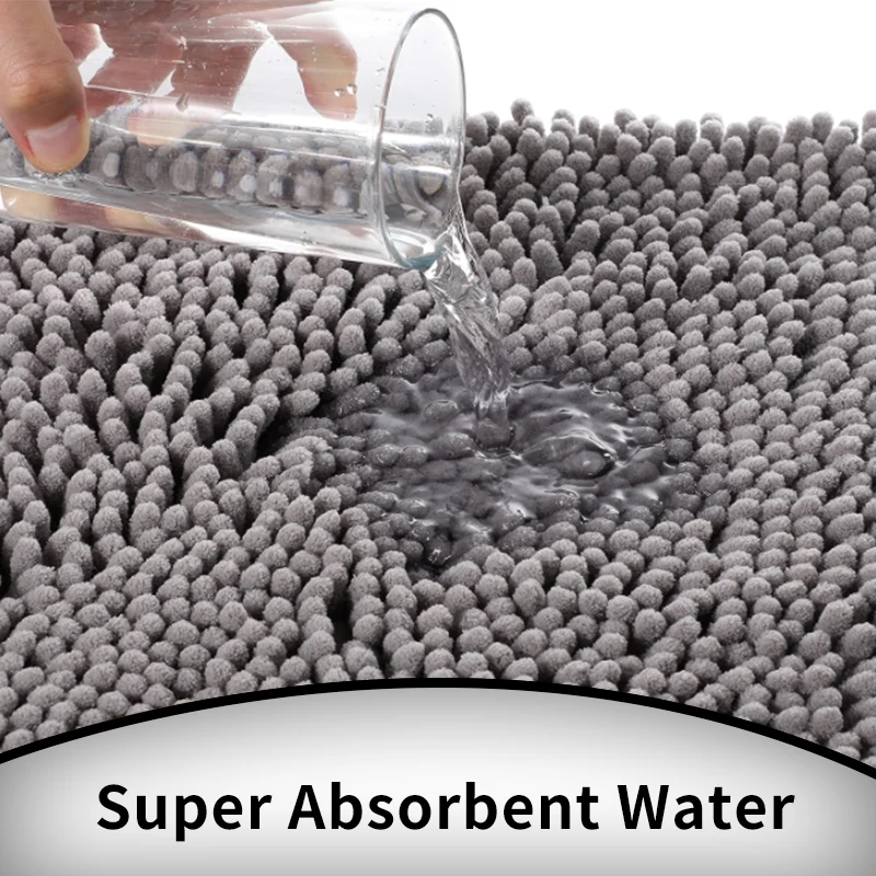 High Quality Super Absorbent Non Slip Living Room Bathroom Mat Chenille Floor Mat  Customized Color Size Pattern
