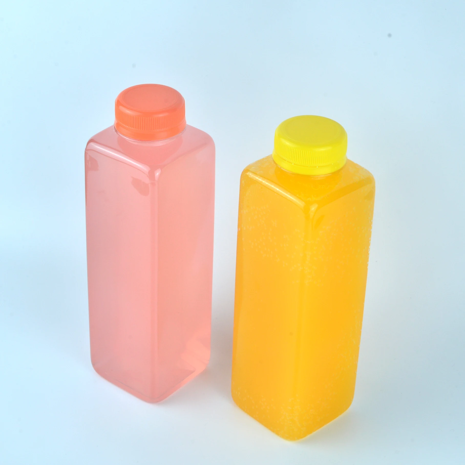 
Custom logo empty eco friendly Square Shape 16 oz juice 500ml Beverage plastic pet Bottle with screw cap for juice packing 