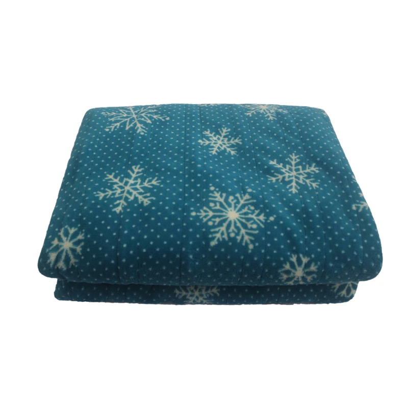 2021 New Design Rectangular Blue Snowflake Coral Fleece Electric Heating Blanket For Winter Amazon