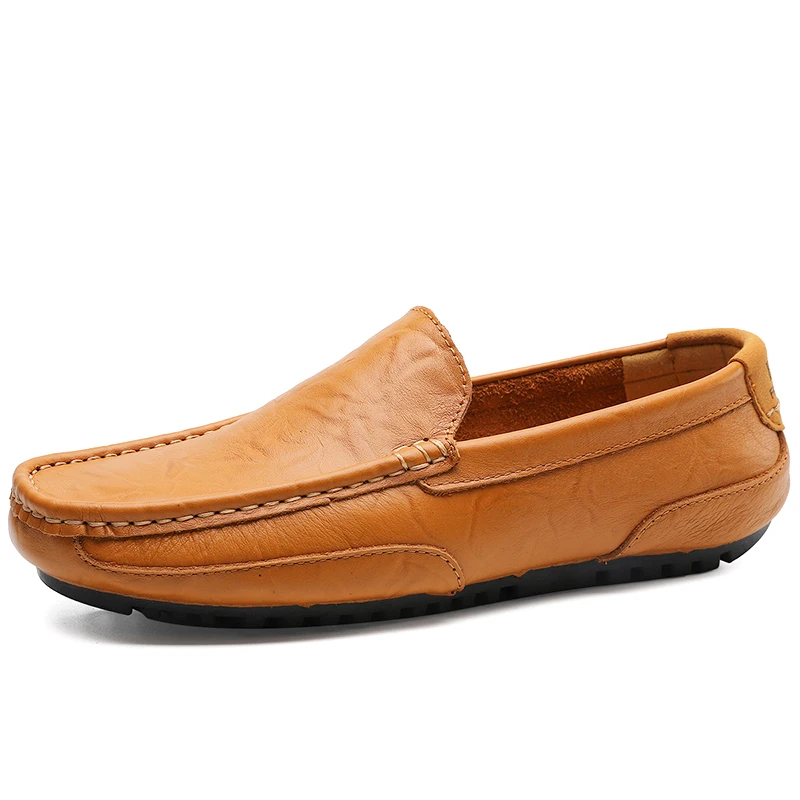 Classic Split Leather Men Loafers Slip-On Boat Shoes Men Casual Shoes Moccasin-gommino