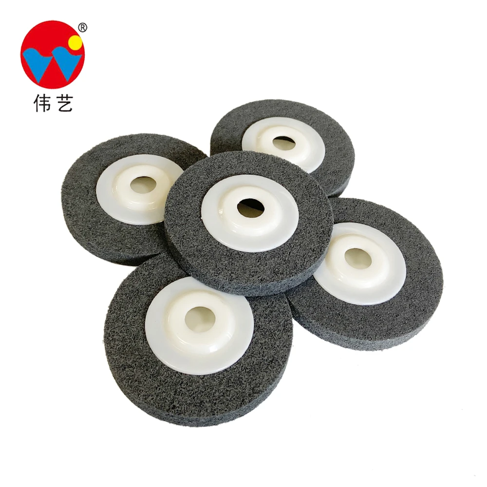 WEIYI Non Woven Abrasive disc Grinding Polishing Wheel For Stainless Steel,Furniture,Ceramics and Marble 4 Inch Black 7P
