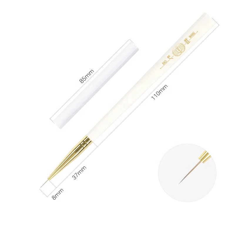 Novel Design White Jade Series Acrylic Handle Nylon PET Hair Offer OEM  UV Gel Nail Polish  Brush Round Nail Art Brush Set