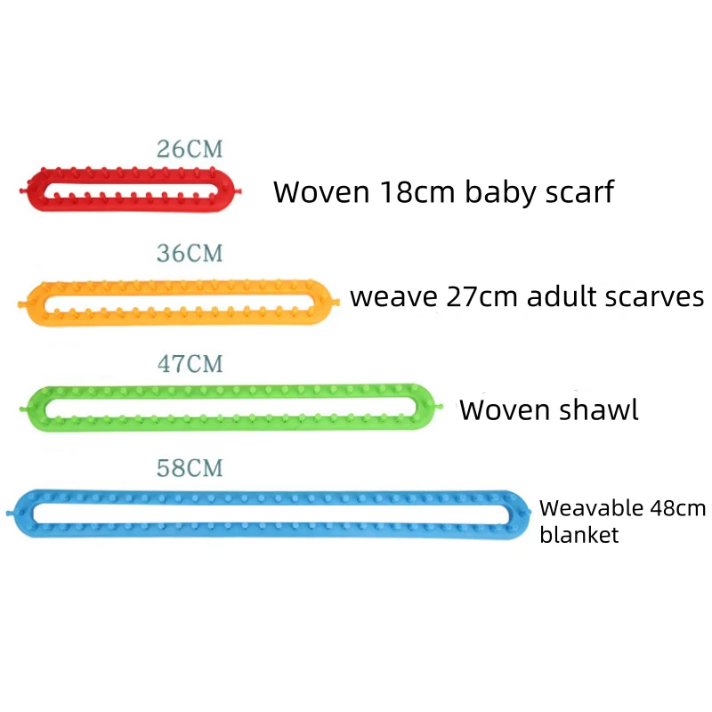 Rectangle DIY Knit Craft Hat Circle Weaving Kit Round Plastic Hand Knitting Loom Set for Scarf Shawl Sweater Sock and Blankets