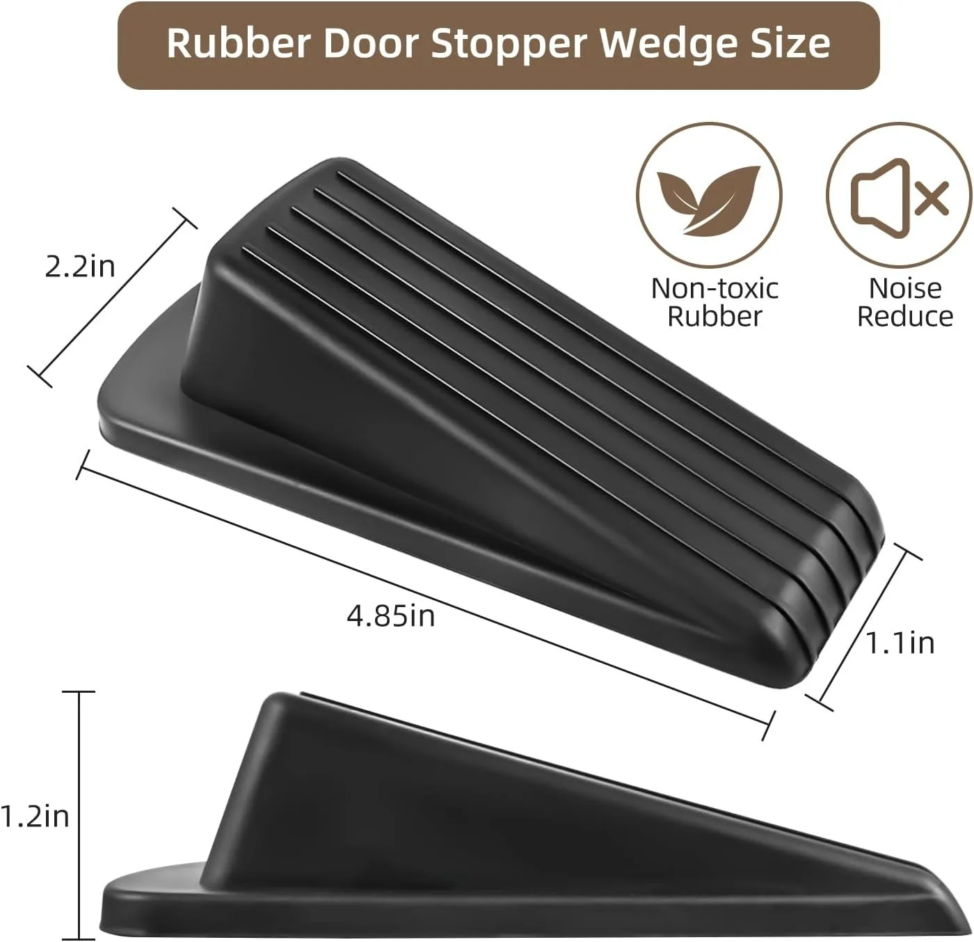 Premium Rubber Door Stoppers for Bottom of Door on Floor Wedge  Sturdy Stackable  Stops for Heavy Duty Door
