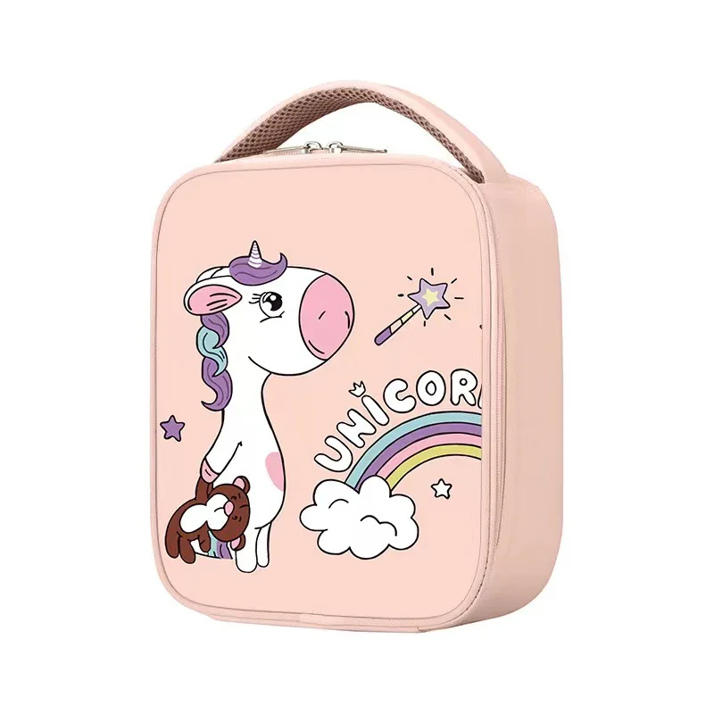 New lightweight and easy to carry student handheld lunch bag primary school students Oxford cloth rabbit cartoon thermal bag