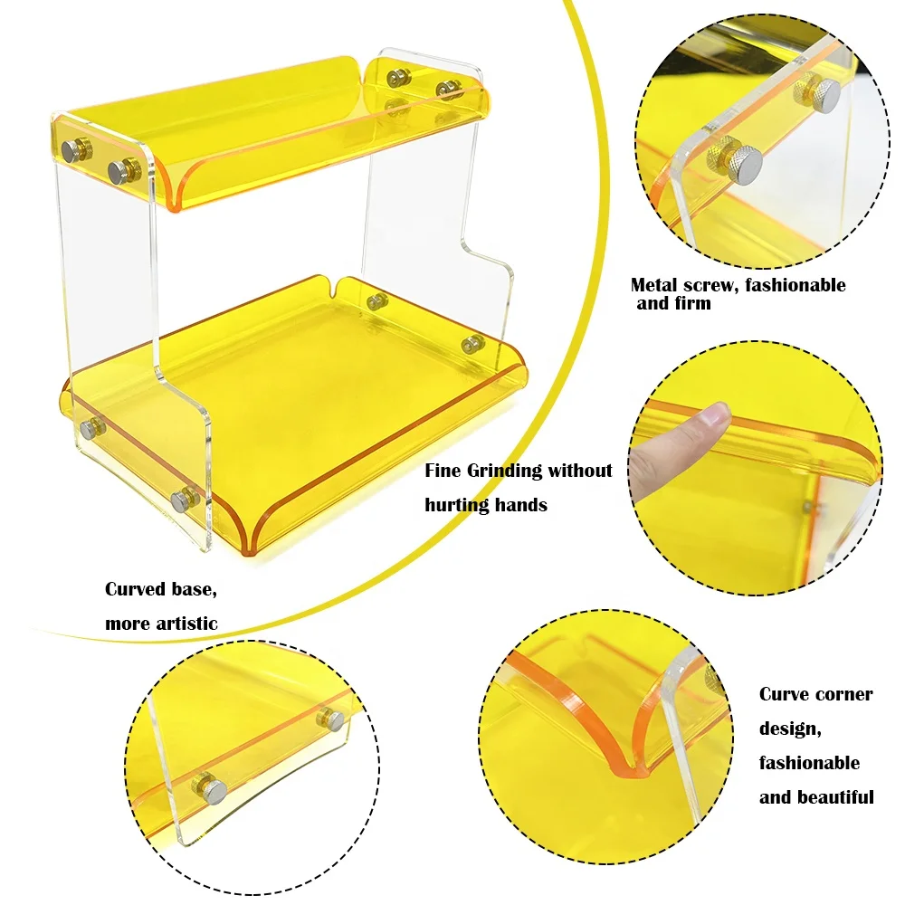 Customized OEM & ODM 2 Layers Acrylic Home Storage Shelf Makeup Cosmetic Storage Organizer Acrylic Organizer