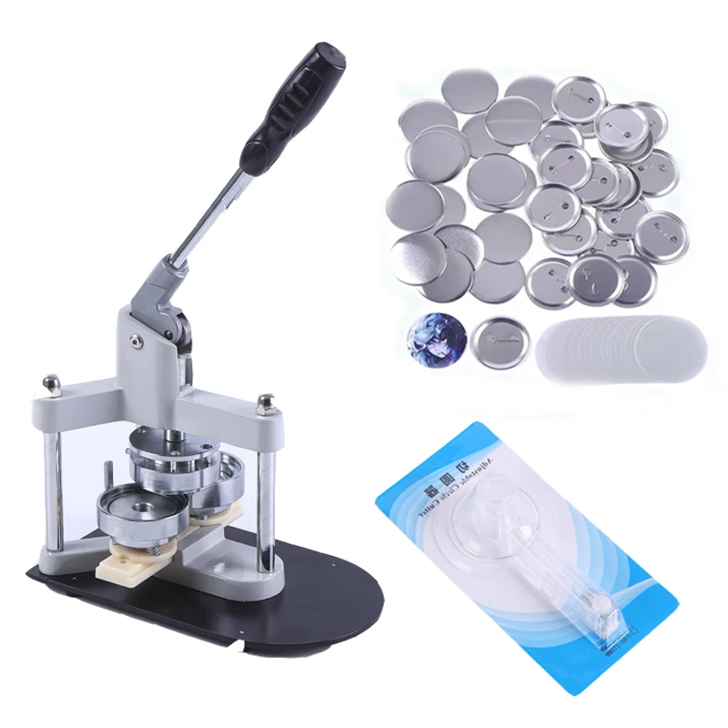 Badge Making Machine plastic Paper Cutter with 100 metal Blank Badge Buttons