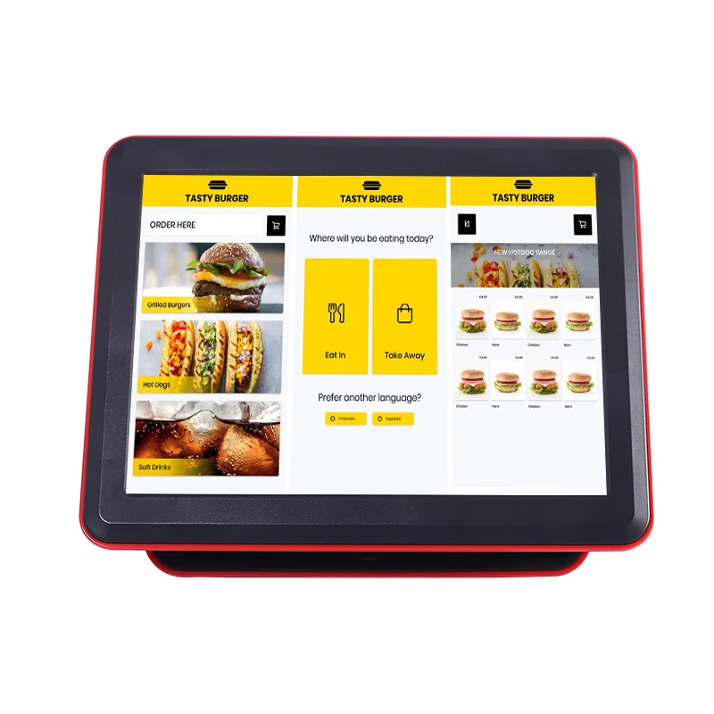 Supermarket 15 Inch Dual Screen Touch Screen Restaurant Pos System All in One PC With Cash Register