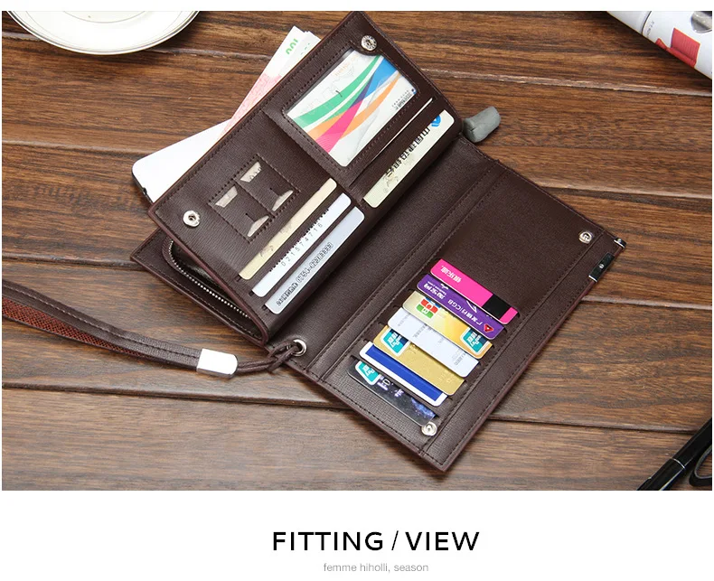 Wholesale popular black and brown long wallet Baellerry Brand newest  designer wallet Fast delivery RTS PU wallets leather men