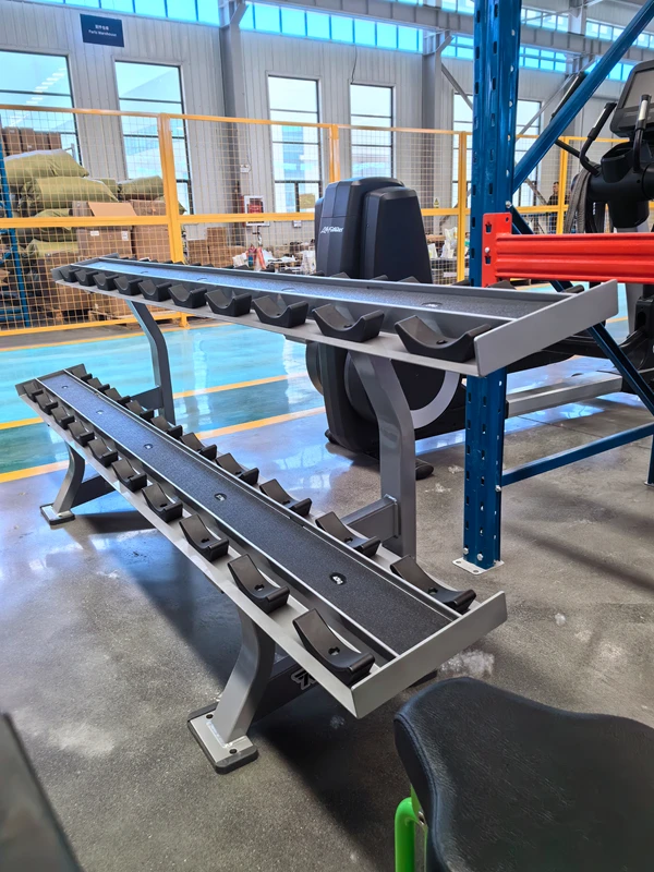 High Performance Strength Training Gym Fitness Equipment Bodybuilding Galvanized Steel Tube Dumbbell Rack Two Tier For Exercise