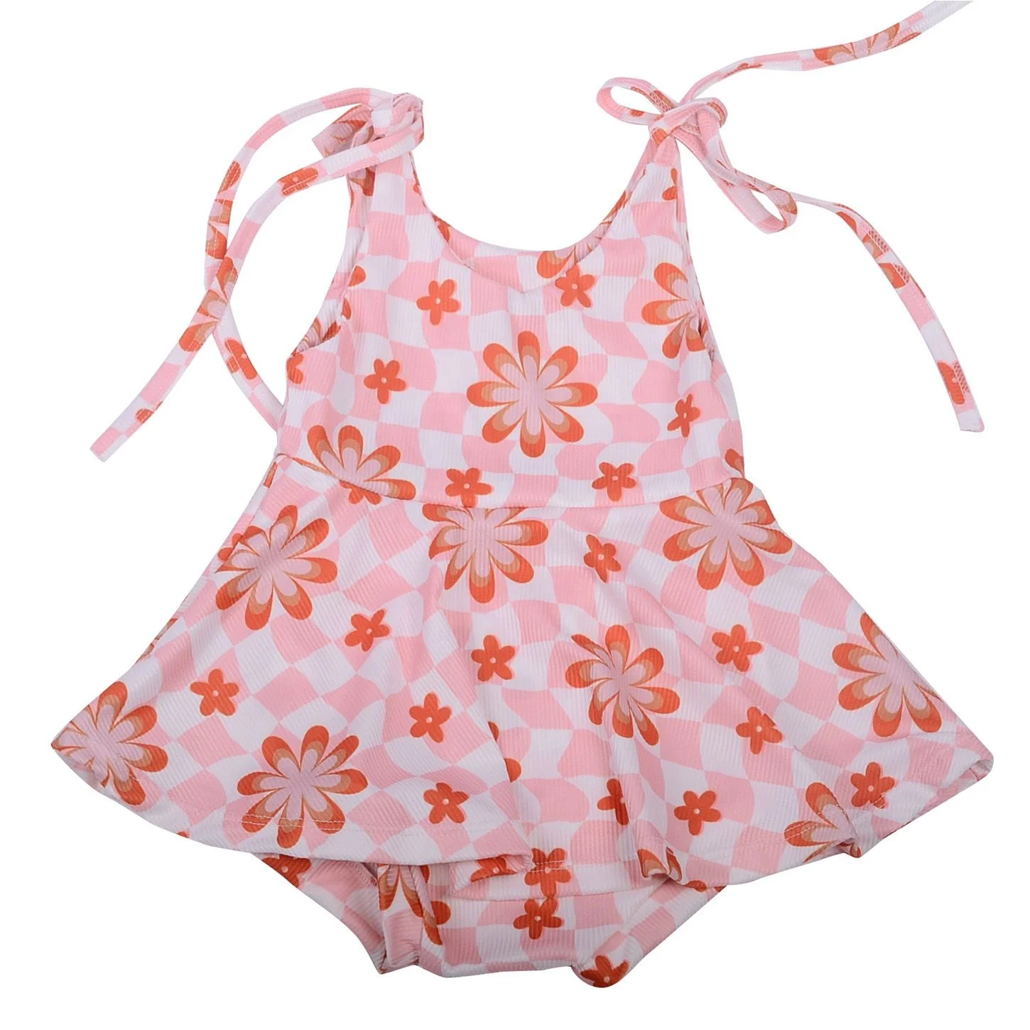 OEM/ODM Stock baby summer frenulum tollder peplum leo girls printed rope bubble RIB cotton Leo baby adjustable straps romper