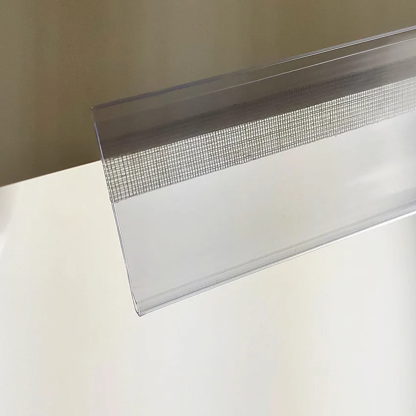 15x8cm Plastic Shelf Rack Data Strips Price Tag Rail Talker PVC Clip Holder Sign Label Display with Adhesive Tape