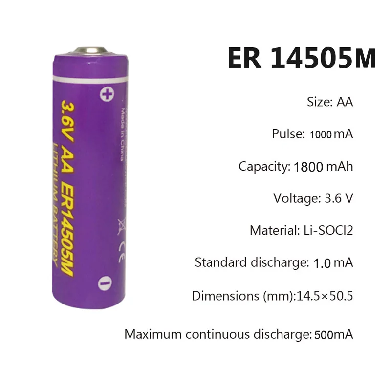 3.6v non rechargeable battery er14505m lithium battery for Automatic card machine