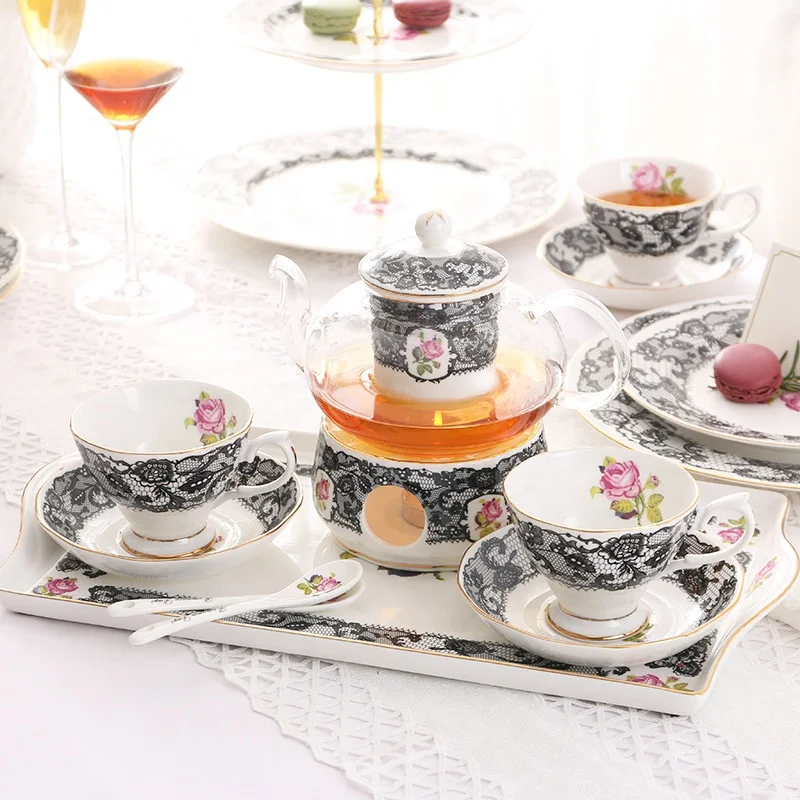 Fruit tea tea set heat-resistant glass thickened teapot can be heated high temperature resistant filter transparent tea pot