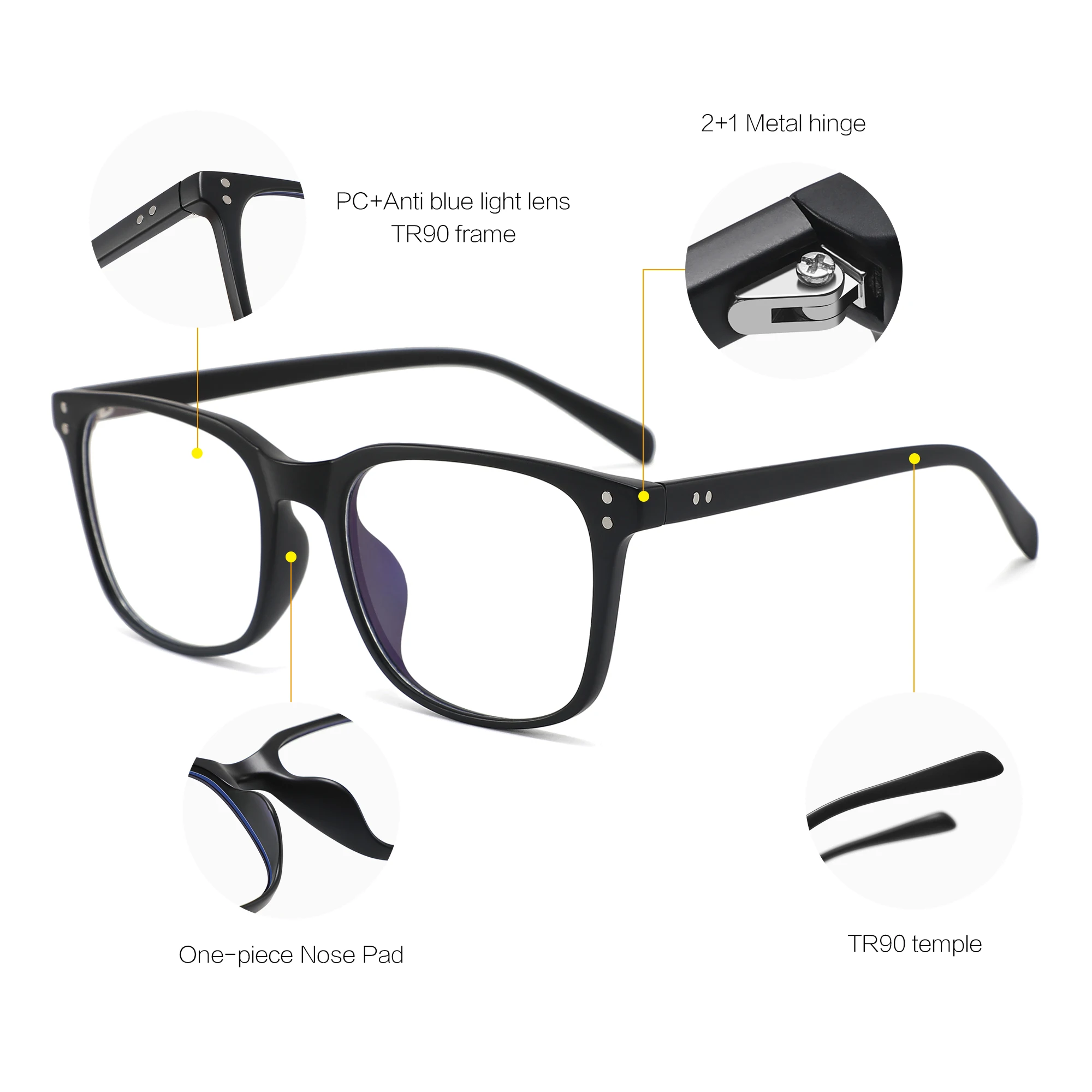 Fashion square TR90 spectacle customized designer anti blue light glasses optical frames eyeglasses