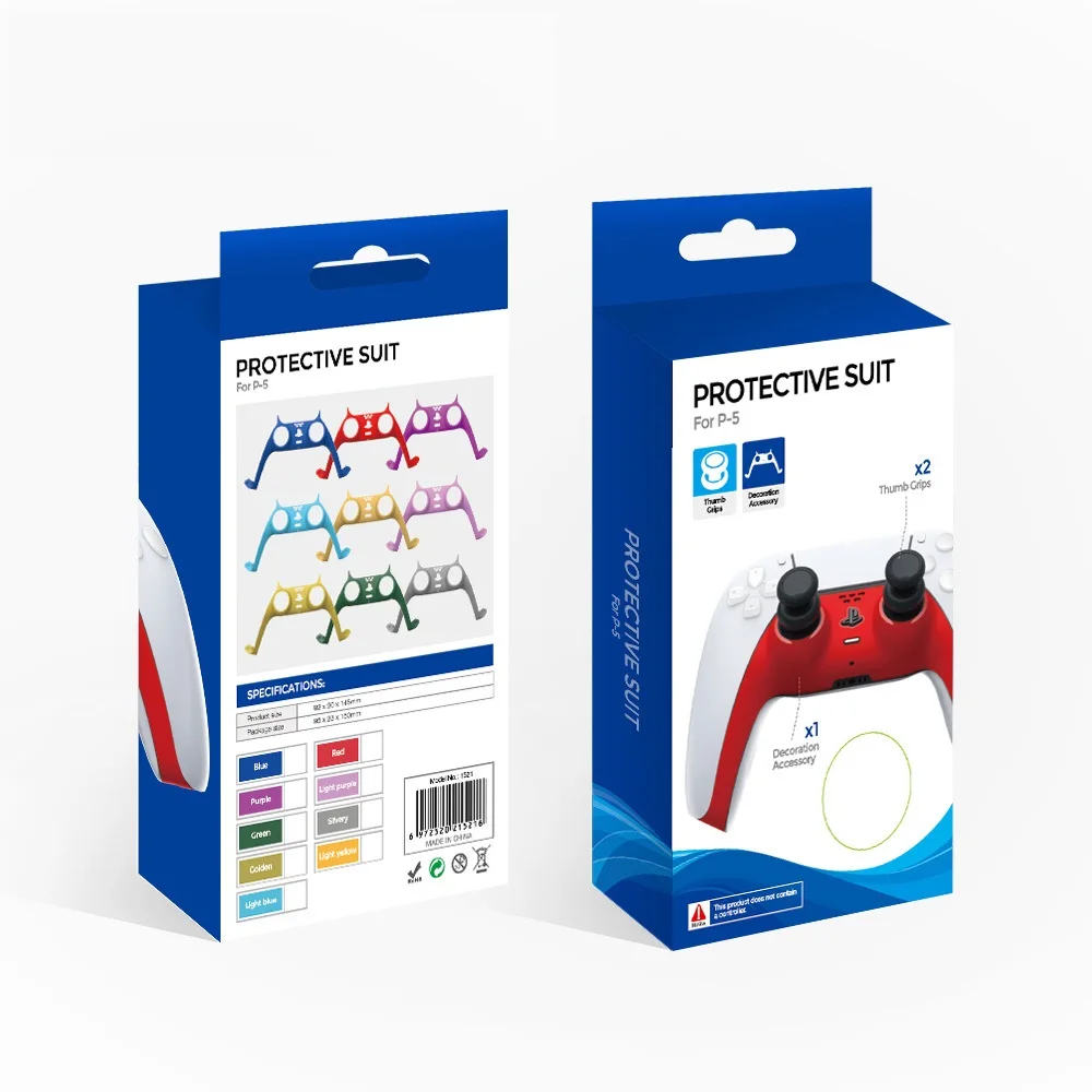 Game Controller Faceplate with Thumb Grips Replacement Shell Cover Decorative Case for Sony Playstation 5 Ps5 Controller